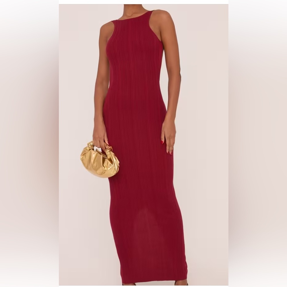 NWT Amour Vert Scarlet Maxi Bodycon Racerback Sleeveless Ribbed Dress Sz S